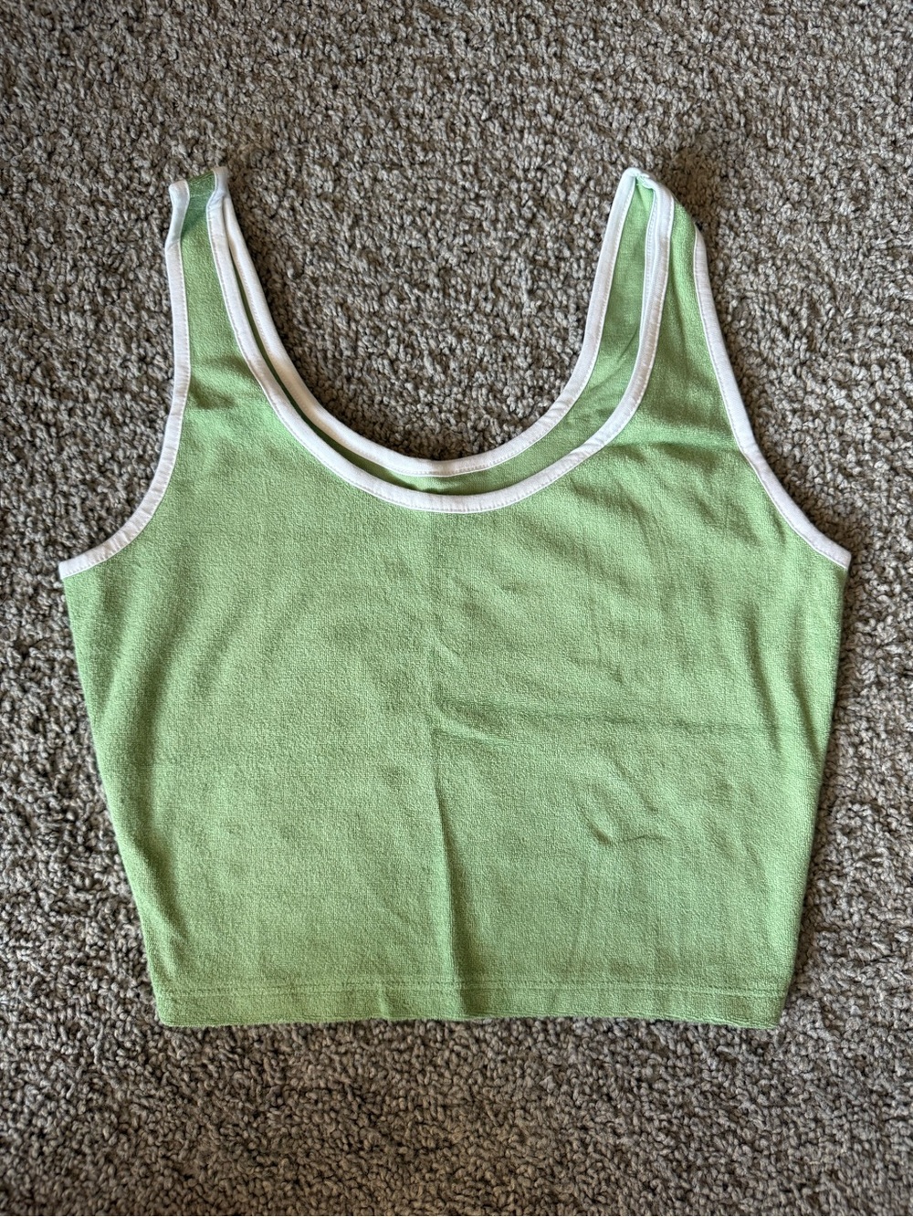 SO Light Green Cropped Tank with White Trim